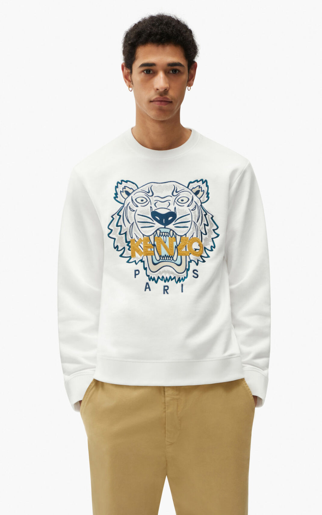 Sweat Kenzo Homme Tiger Blanche AQCLN-4385